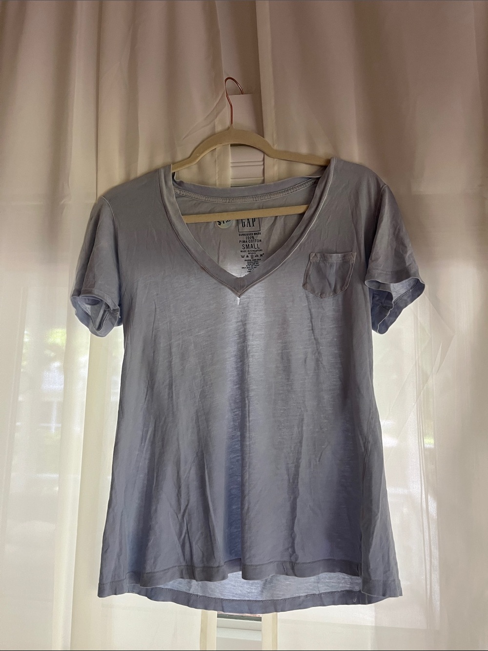 GAP Light Blue V-Neck Short Sleeve Pocket Tee